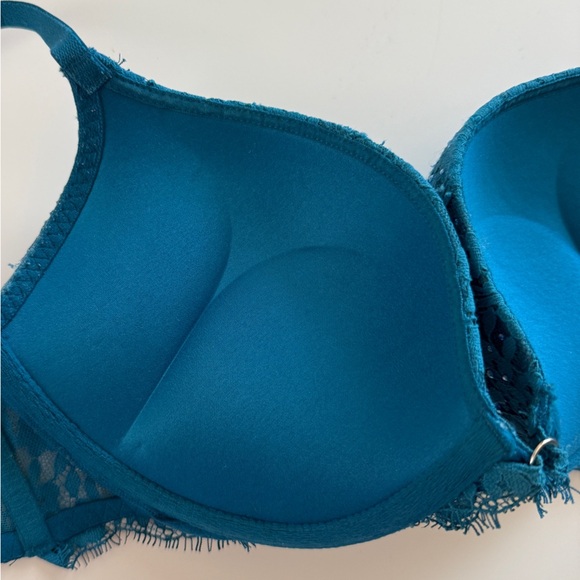 VS Lace Rhinestone Push Up Bra Bombshell Blue 34C Adds 2 Cup Sizes Padded - Picture 5 of 8